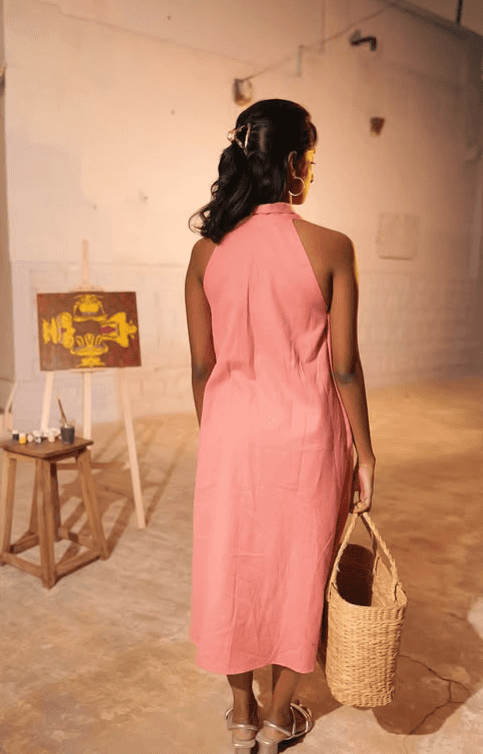 Pink sleeveless dress view 3
